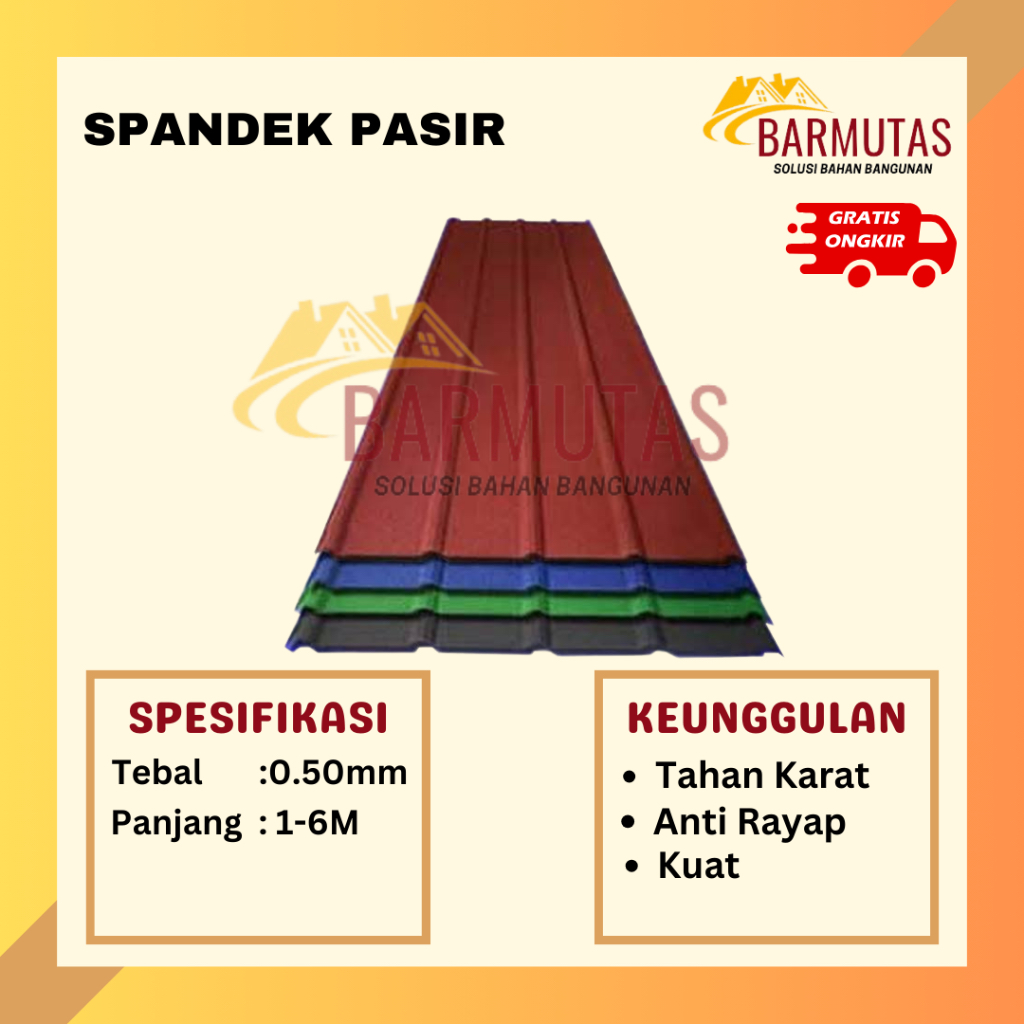 BARMUTAS STEEL - Pabrik Spandek / Spandeck Pasir Premium Quality 0.50 Full