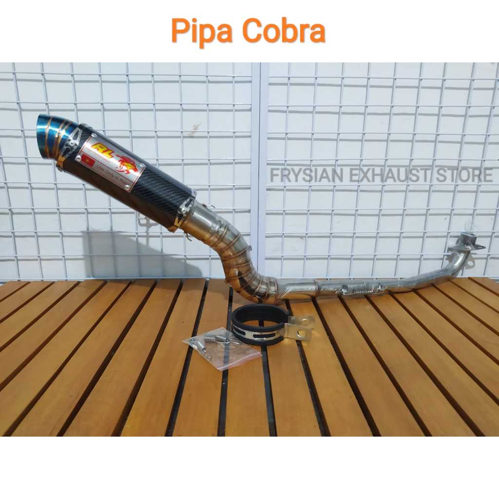 Knalpot Redleo Carbon Pipa Cobra Fullset Supra X 110 125 Helm in Astrea Grand C70 Blade Karisma Abso