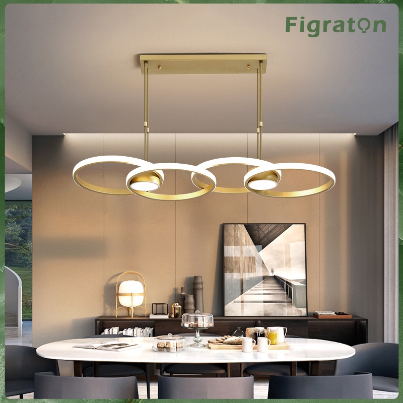 ✨Remote & Garansi✨Lampu Gantung Ring Minimalis Modern GOLD 4 Ring Lampu Gantung Ruang Tamu Lampu Gan