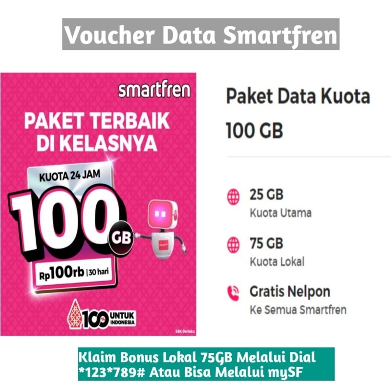 Kuota Data Smartfren 100GB Full 24 Jam.