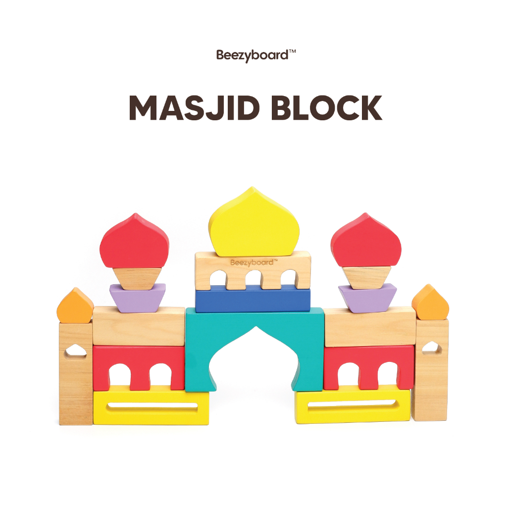 Beezyboard - Masjid Block - mainan balok/mainan menyusun balok/mainan kayu/mainan montessori