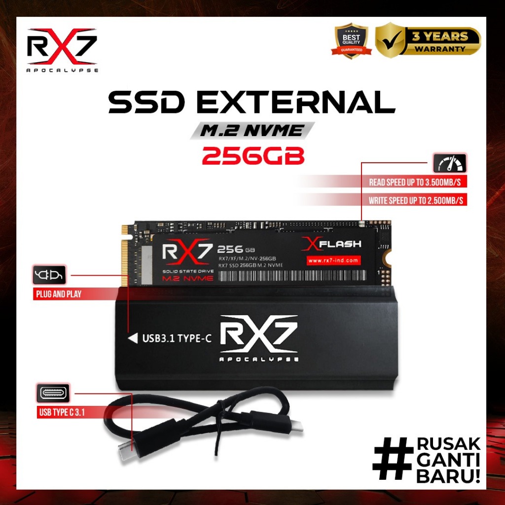 Enclosure M.2 NVME 256GB RX7 /  External case M.2 NVME type C USB 3.1 RX7 + 256GB