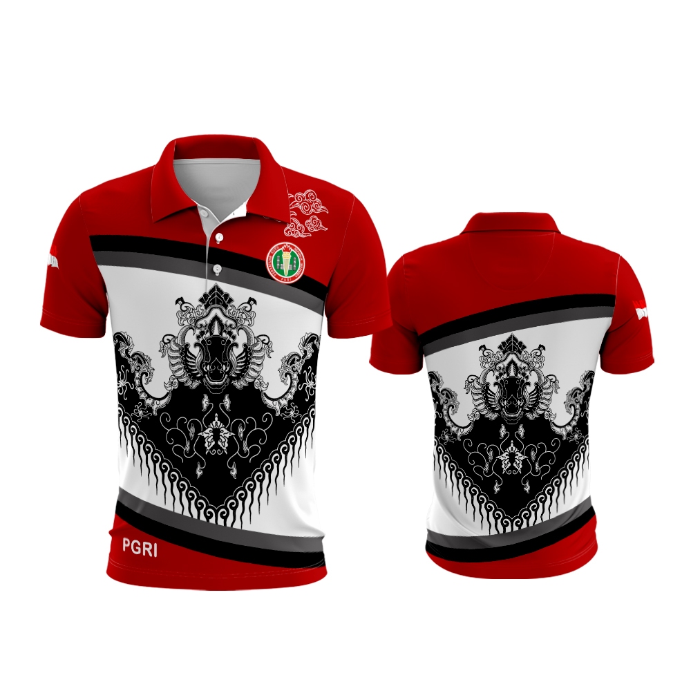 Baju pgri Kaos Polo Pria Batik PGRI | Baju Guru Batik PGRI | Kaos Jersey Motif Batik PGRI baju olahr