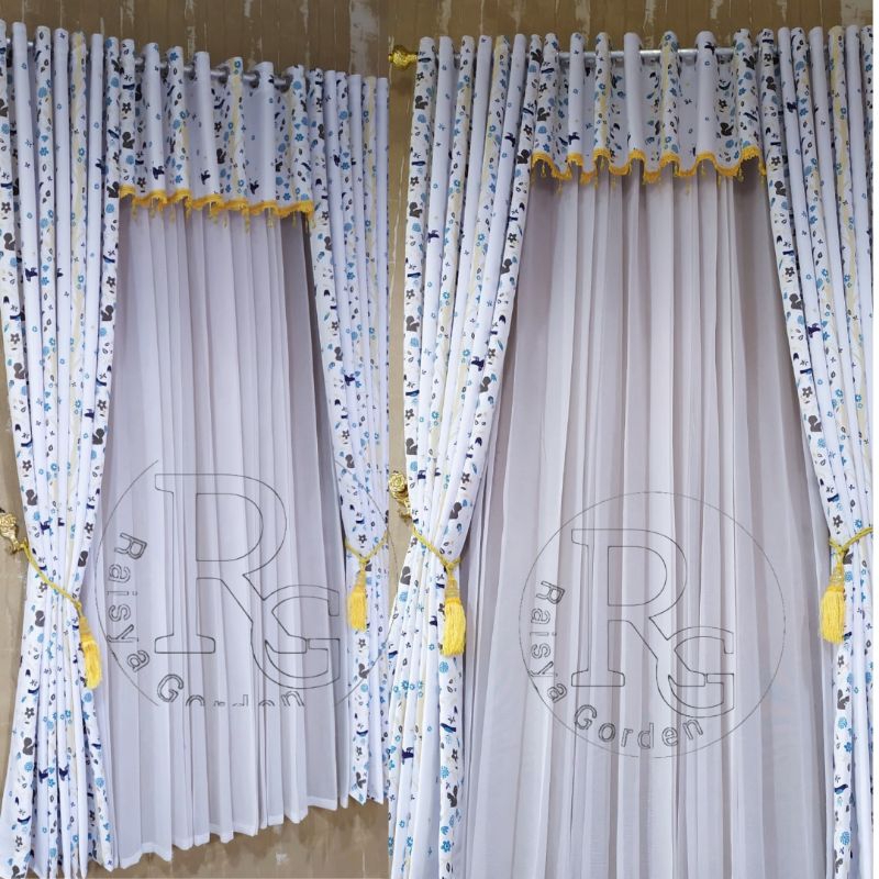 Gorden Satu Set lengkap dengan Poni Gorden satu set Jendela dan Pintu