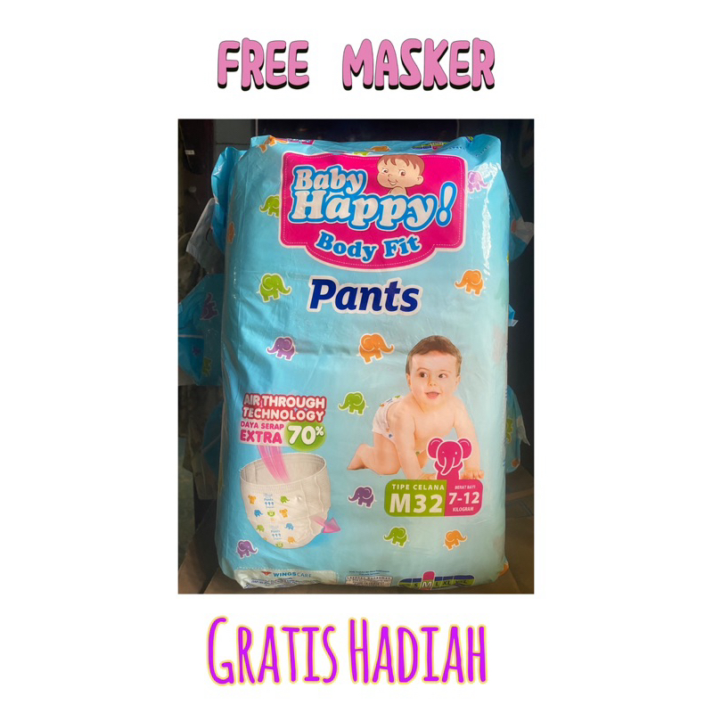 FREE MASKER FREE HADIAH Baby Happy Moko moko Pants Diapers Popok sekali pakai celana bayi anak size 