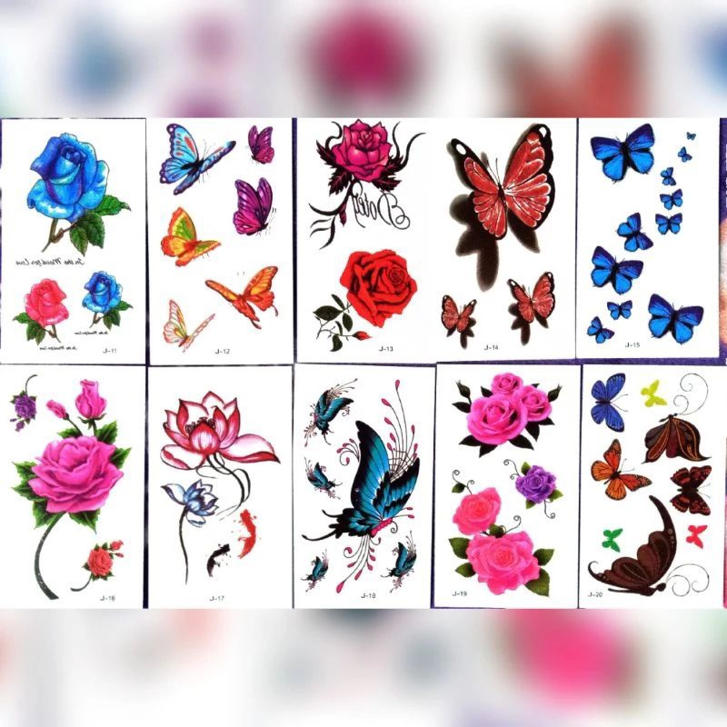 tato temporer bunga & kupu-kupu || Tatto Temporary flower & butterfly BEST SELLER