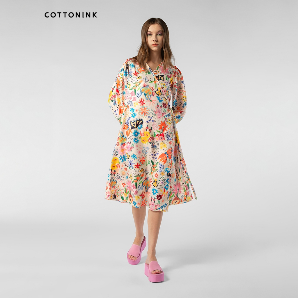 Cottonink - Dress Wanita Beige Fleur Haluki #CottoninkxNASL
