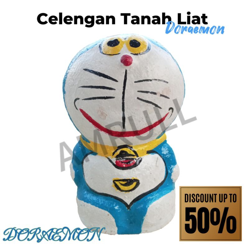 ROMO TERMURAH Celengan Tanah Liat Doraemon Jumbo Celengan Target Murah