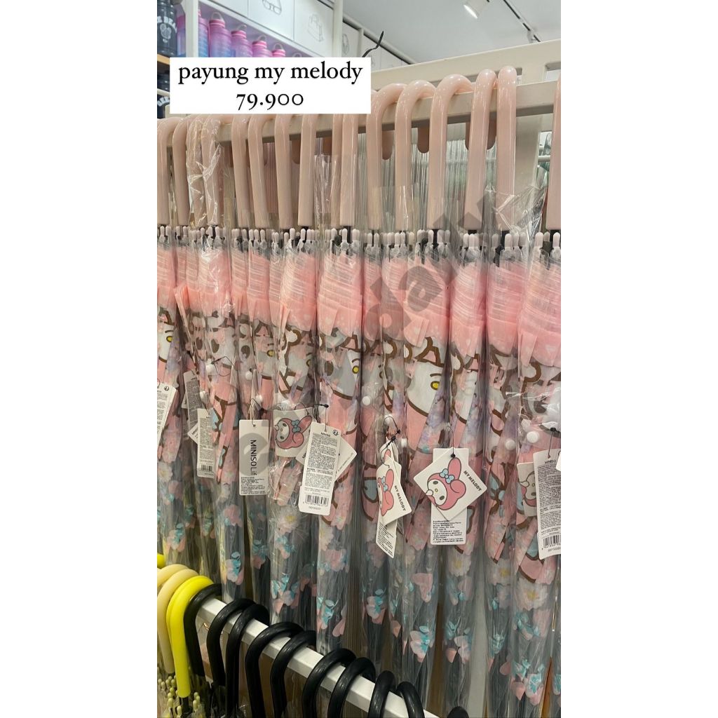[MINISO X SANRIO] JASTIP JASA TITIP PAYUNG PANJANG TRANSPARAN TRANSPARANT CLEAR BERSIH PUTIH BENING 