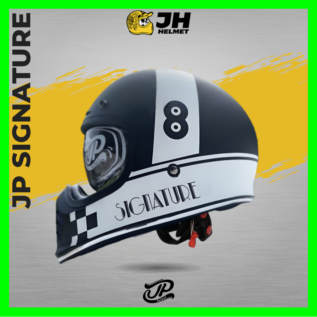 Helm JP Signature Motif SG03 Signature Black Doff | Helm Cakil | Helm Retro | Helm Full Face | Jual 