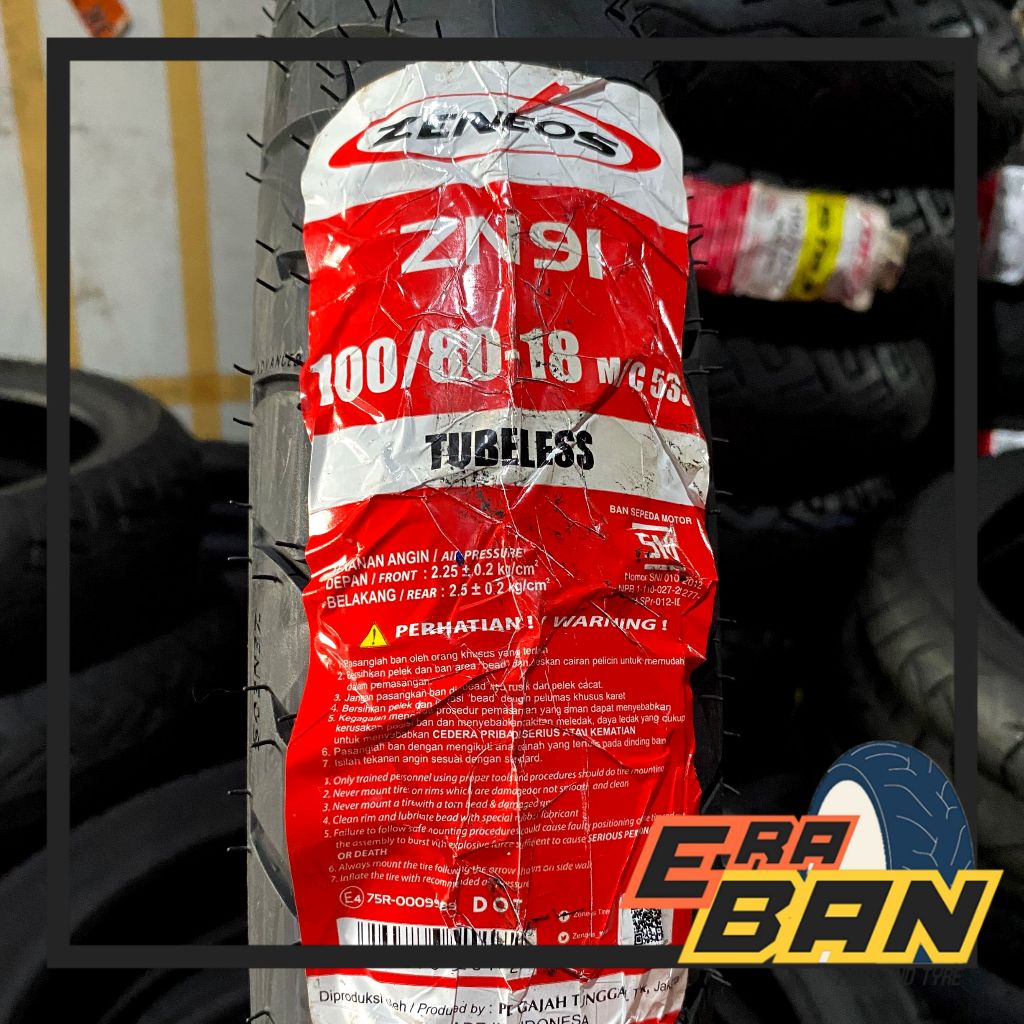 BAN LUAR ZENEOS ZN91 100 80 RING 18 TUBELESS
