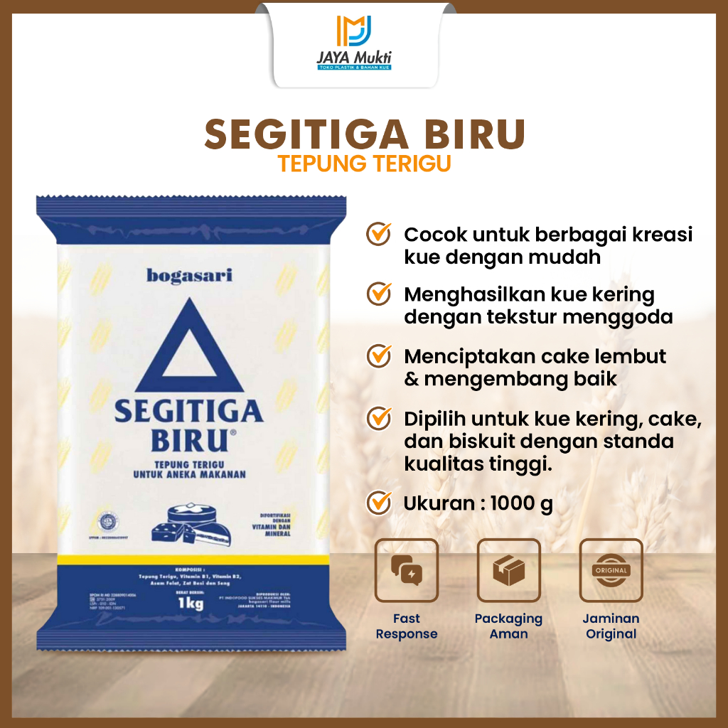 

Tepung Terigu Segitiga Biru 1Kg Bahan Utama Kue Roti Mie Martabak