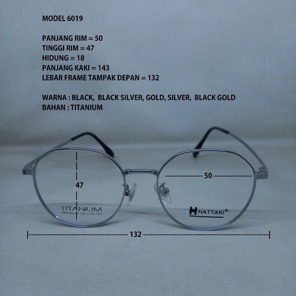 FRAME KACAMATA 6019 TITANIUM PRIA WANITA