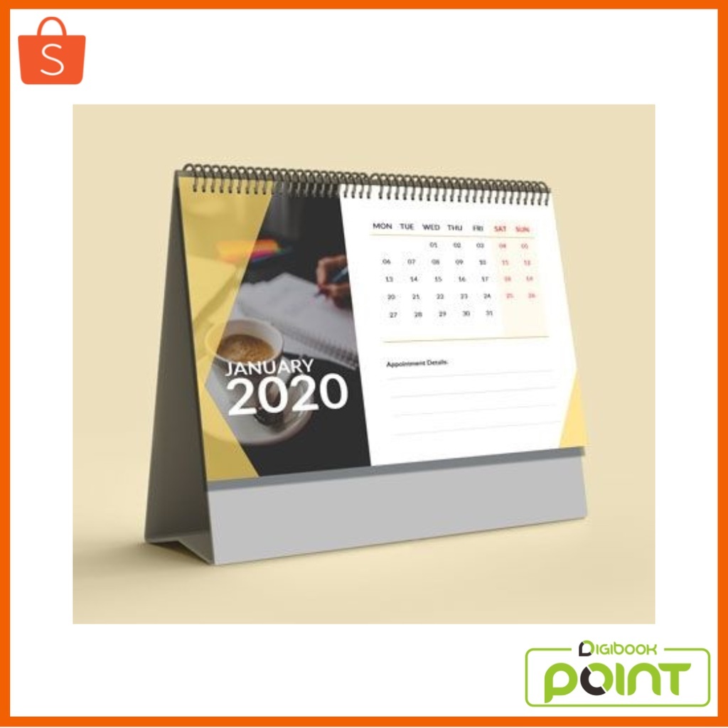 

Kalender Meja Tahun 2024 Custom - Penyangga Duplex Isi 12 Lembar 1 Muka