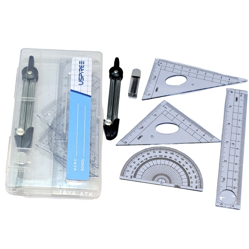 

JANGKA SET BUSUR MISTAR SEGITIGA DELI 9609 DRAFTING SET + PENGGARIS