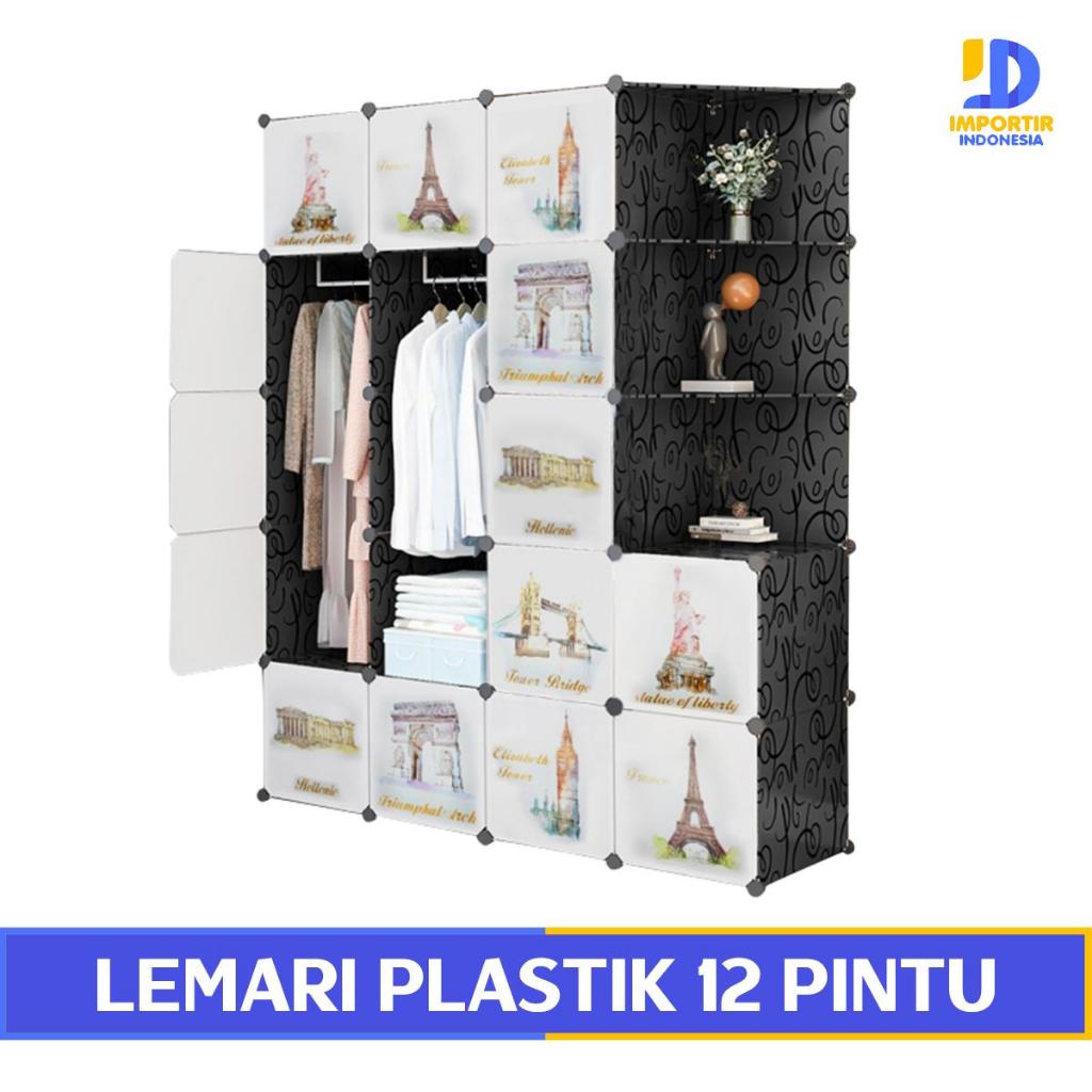 IMPORTIR Lemari Plastik 10 Pintu 2 Rak 1 Gantungan Lemari Plastik Lemari Serbaguna