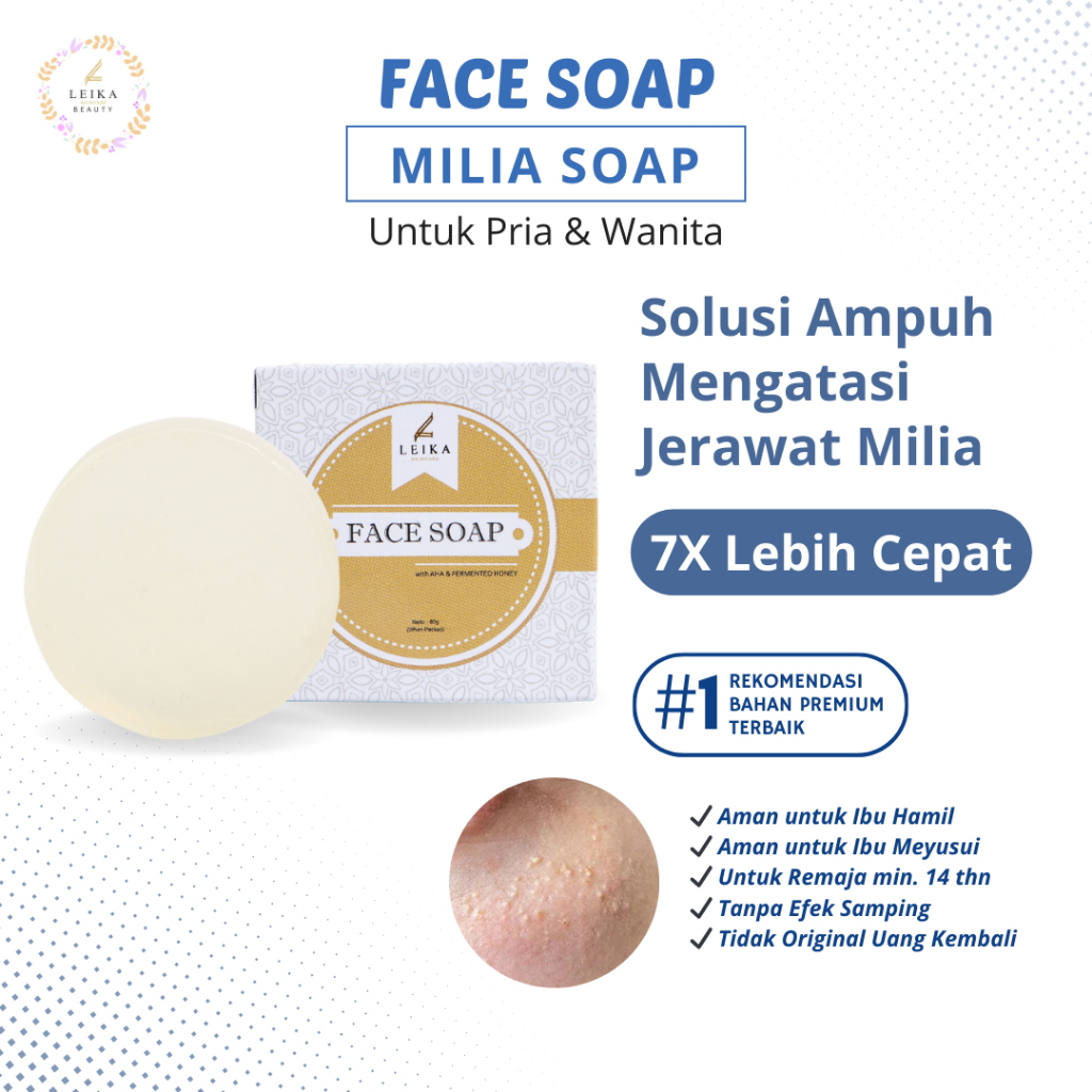 Leika Skincare Milia - Penghilang Jerawat Milia di Wajah Paling Ampuh BPOM Sabun Penghilang Milia