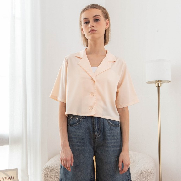 Avenue Kemeja Crop - Shirt Crop - Kemeja Blazer Korea - Kemeja Crop Top Korea (SKU 23852)