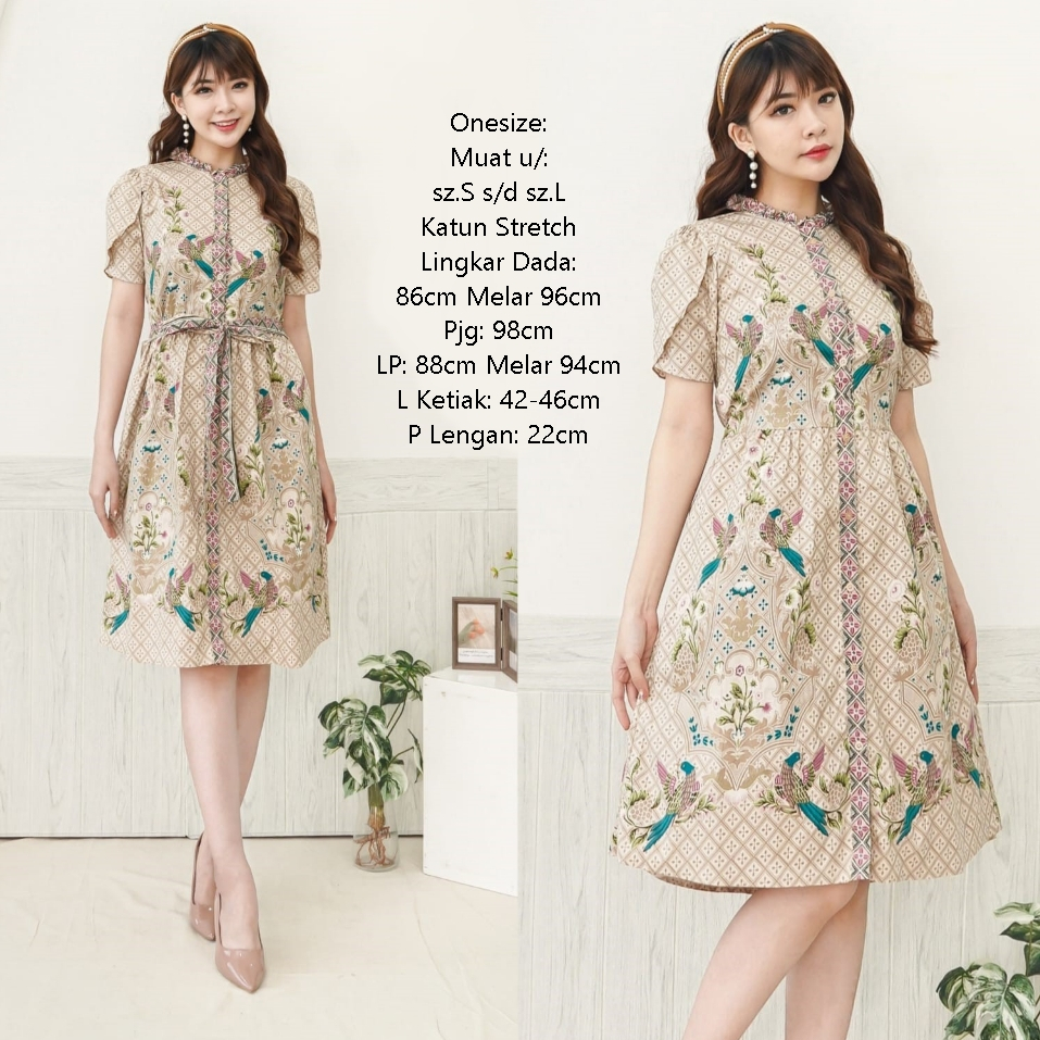 BEST SELLER Dress Casual Floral Mini Spesial Batik Kombinasi Wanita Formal NG955