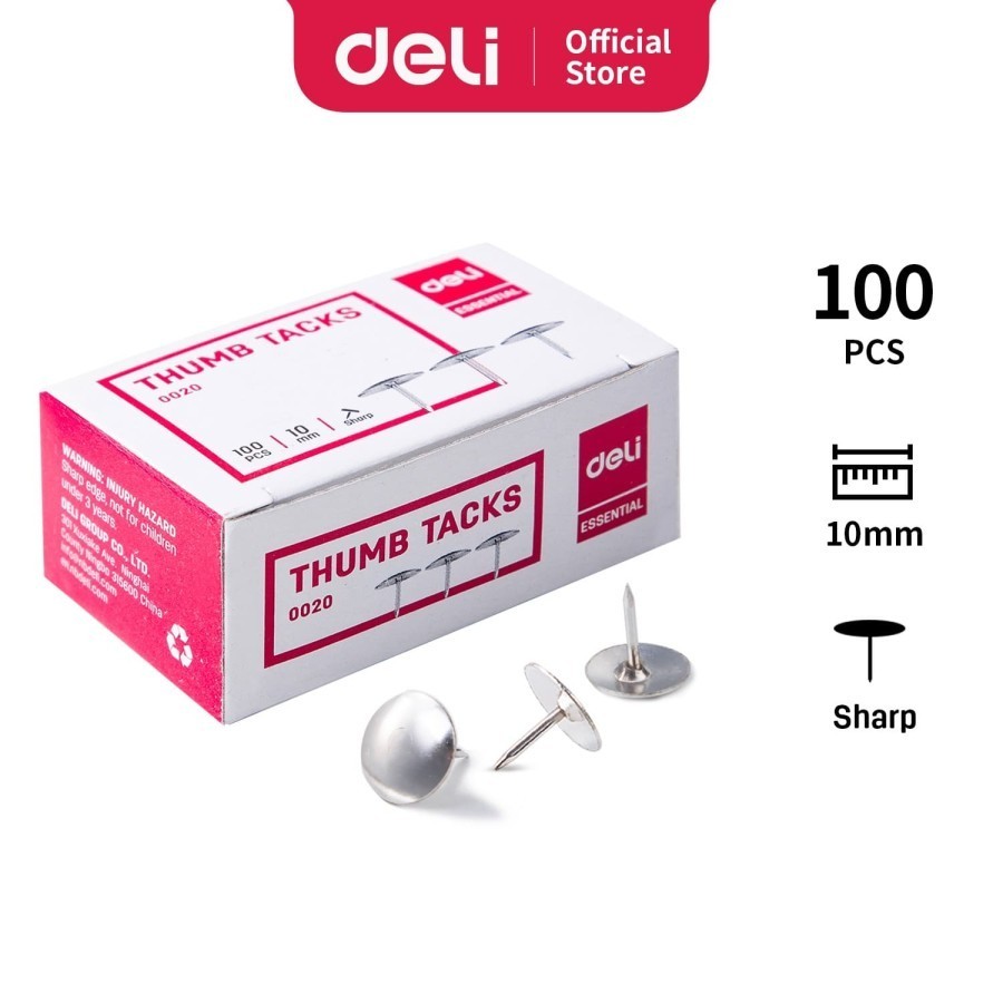 

Paku Payung Deli E0020 10mm Thumb Tack Silver Office Consumable
