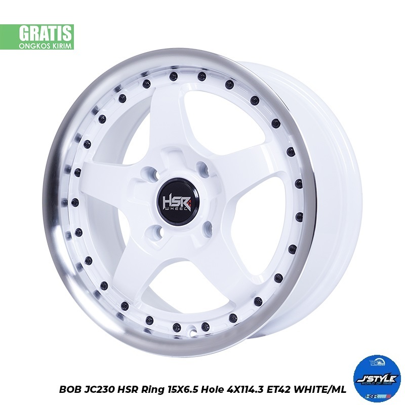 Velg HSR Ring 15 Untuk Mobil Avanza/Evalia/Xenia/Galant/Kijang/Dll HSR BOB White
