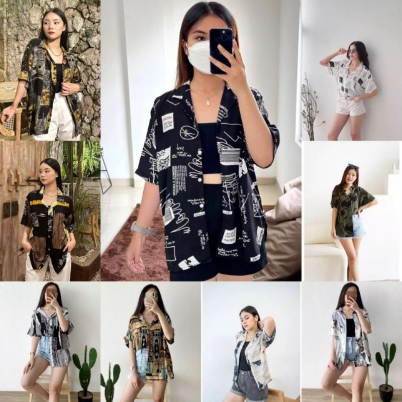 kemeja wanita kemeja Hawai vintage