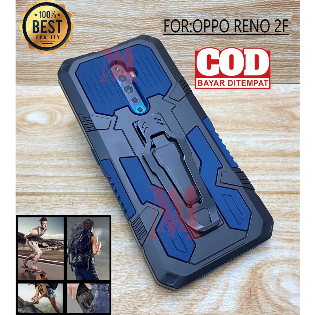 Oppo Reno 2F Case Standing Back Klip Hard Case Robot Clip Case Rugged Armor Hard Oppo Reno 2F