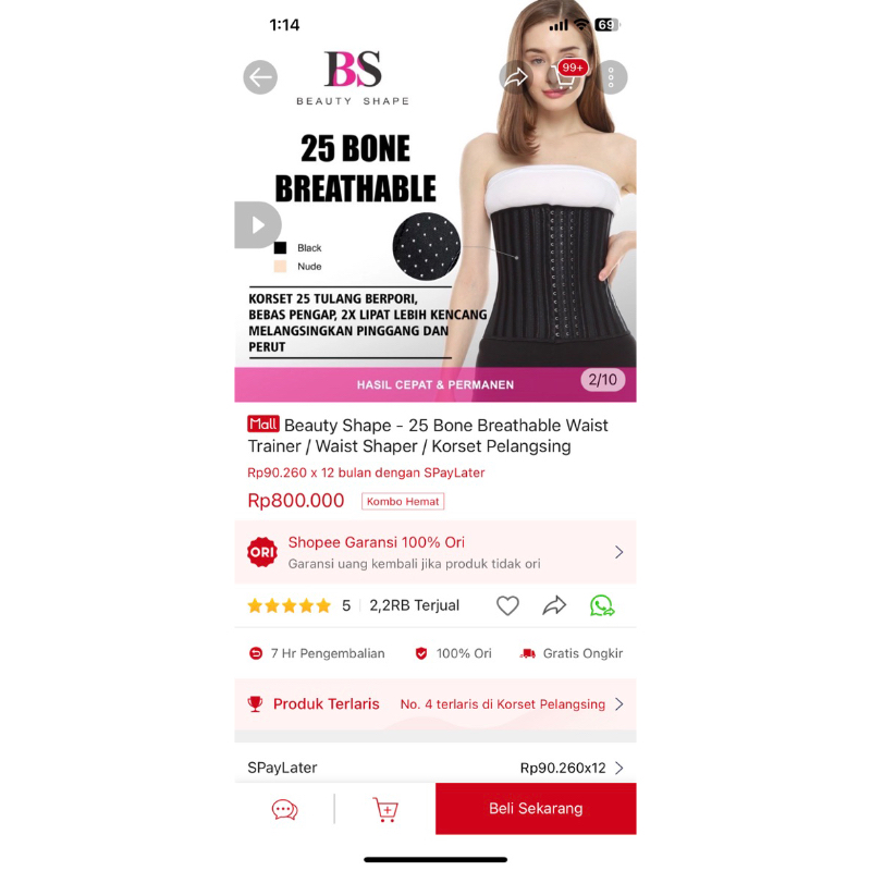 25 bone tourmaline korset