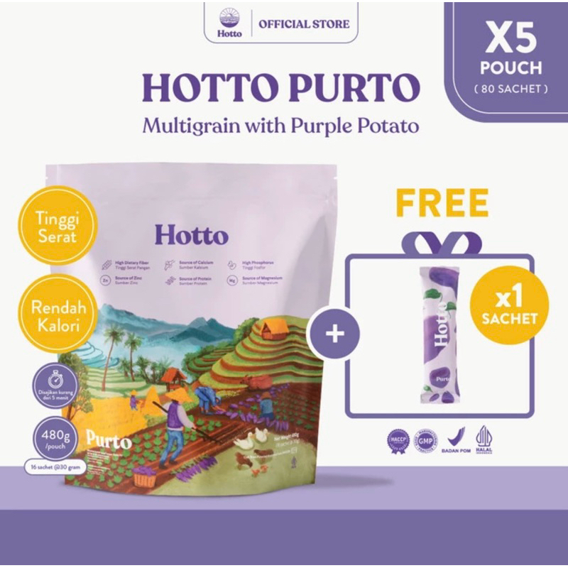 

HOTTO PURTO Multigrain with Purple Potato 5 Pouch Original 100%
