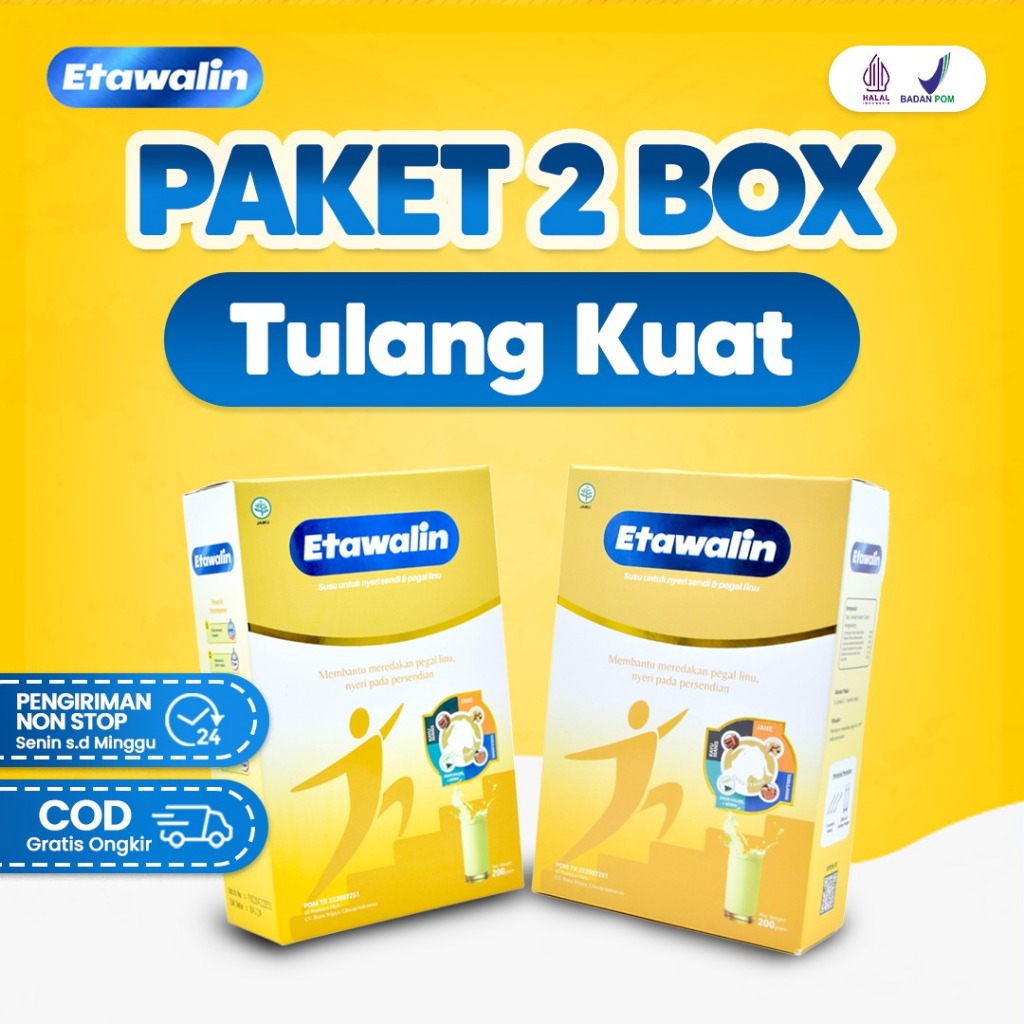 

Etawalin Paket 2 BOX - Susu Bubuk Etawa Original Ampuh Atasi Nyeri Pinggang Pegal Linu Asam Urat Nyeri Sendi BPOM