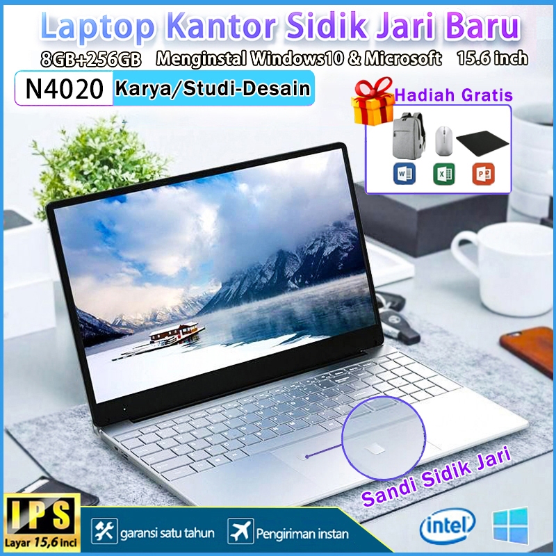 Laptop Baru Original Layar HD 15.6 inch 8GB+256GB SSD Laptop Slim Second Gaming generasi ke11 Intel 