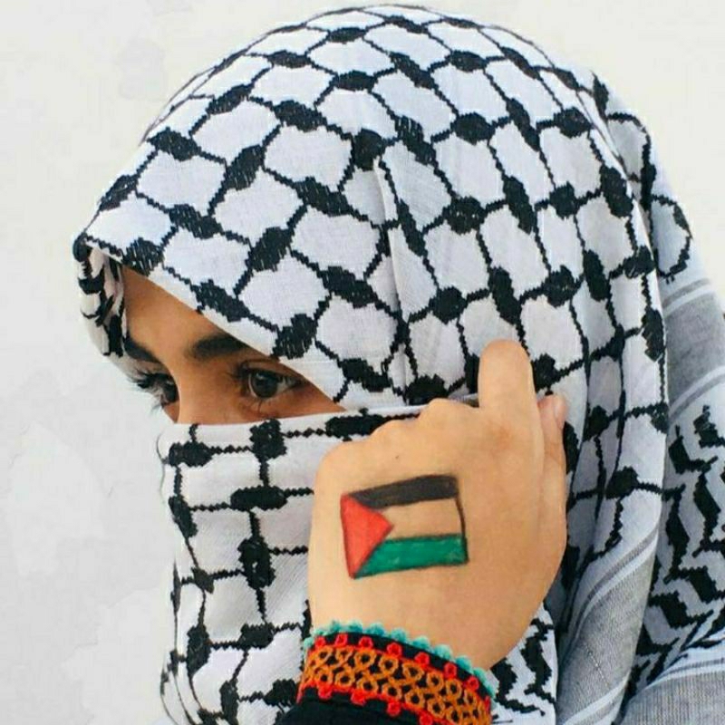 Kerudung Sorban Palestina - sorban palestine hotam putih premium