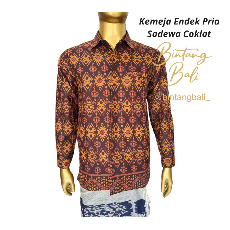 Kemeja Endek Bali Pria Katun Lengan Panjang size Jumbo Big Size 3XL 4XL