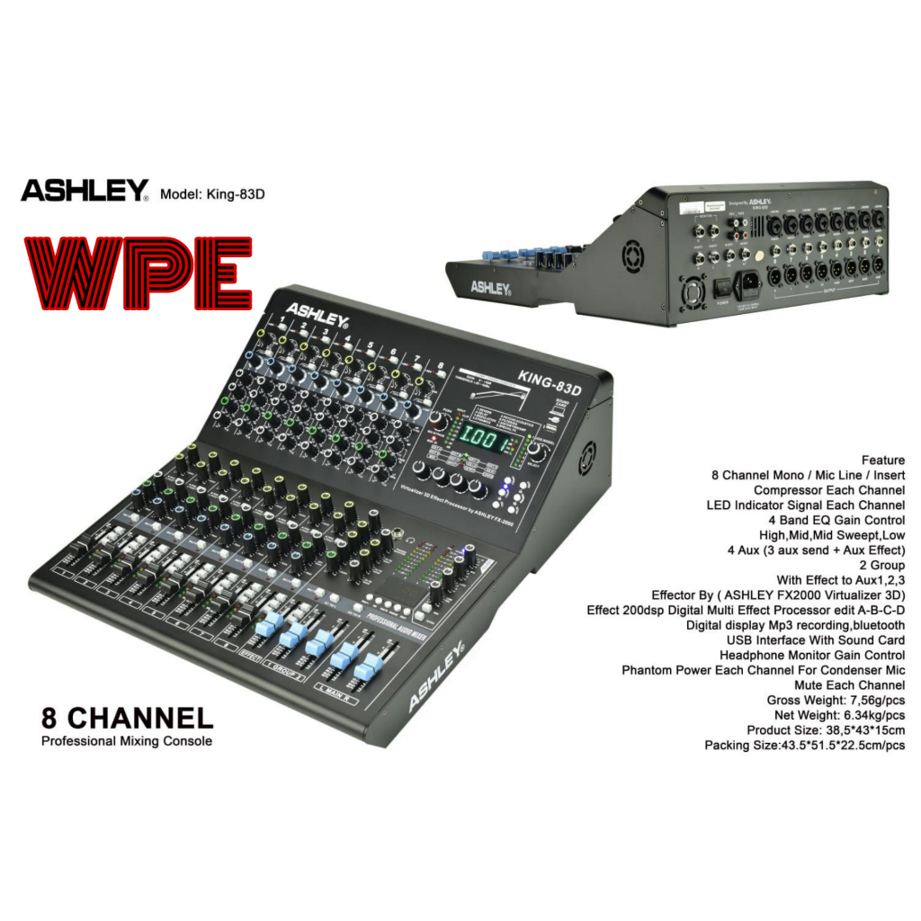mixer audio ashley king 83d ashley king83d original 8 channel
