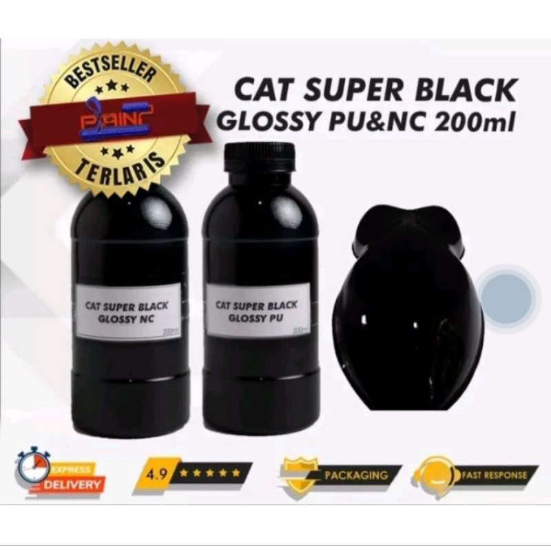 Cat Super Black Glossy PU NC 100Ml 200Ml/Cat Hitam PU NC