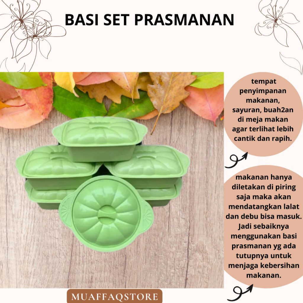 (5in 1=pcs) Basi Set Prasmanan Plastik Basi set Persegi+Bulat