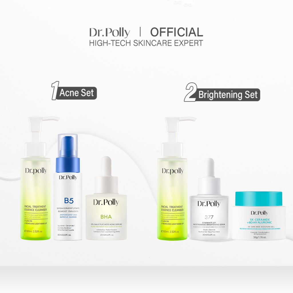 [BPOM] Dr.Polly  Facial Treatment Essence Cleanser + Brightening Serum Symwhite 377 + 5X Ceramide Mo