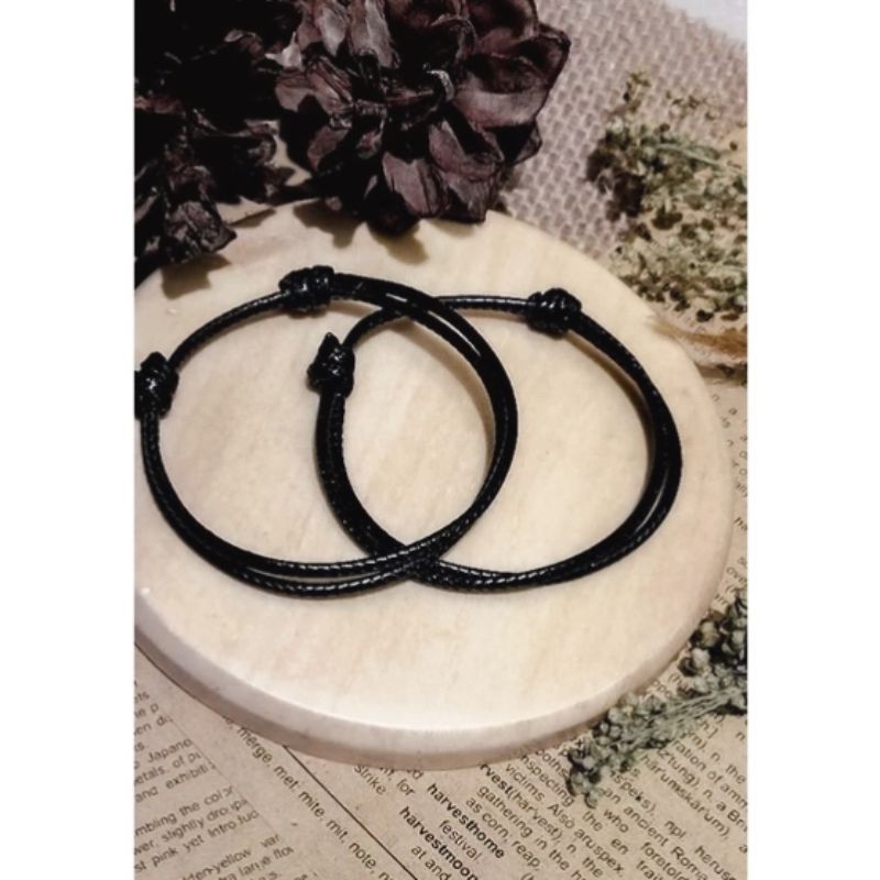 Gelang Couple Tali Korea Hitam Polos