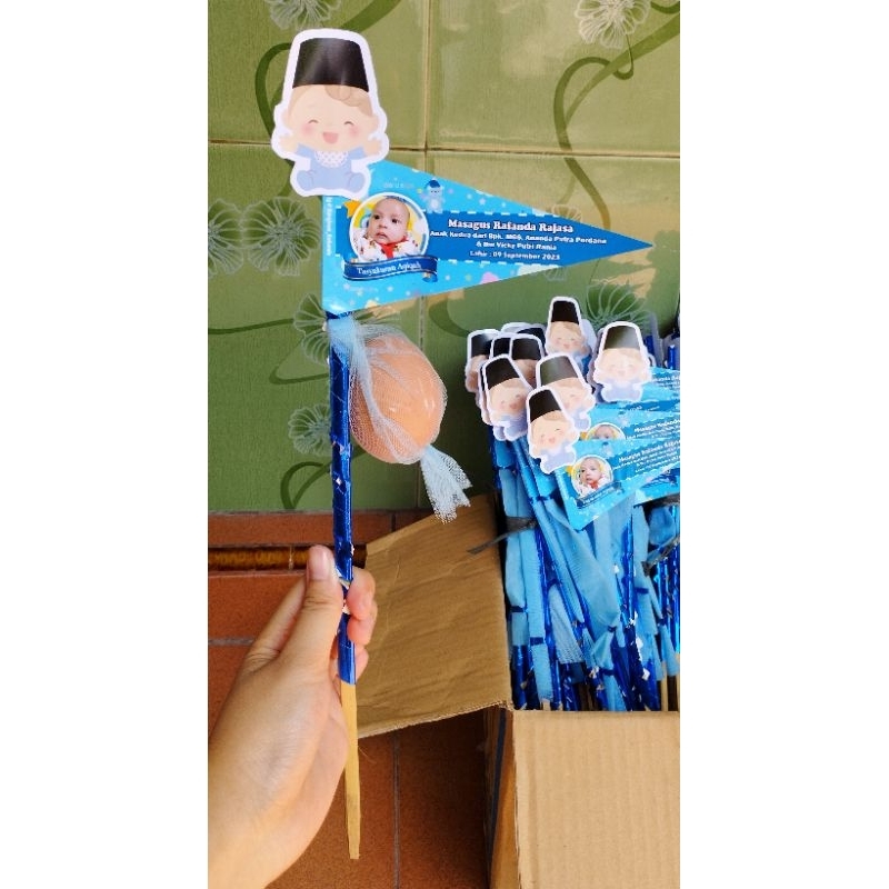 bendera tasyakuran aqiqah/kembang telur aqiqah / tasmiyah