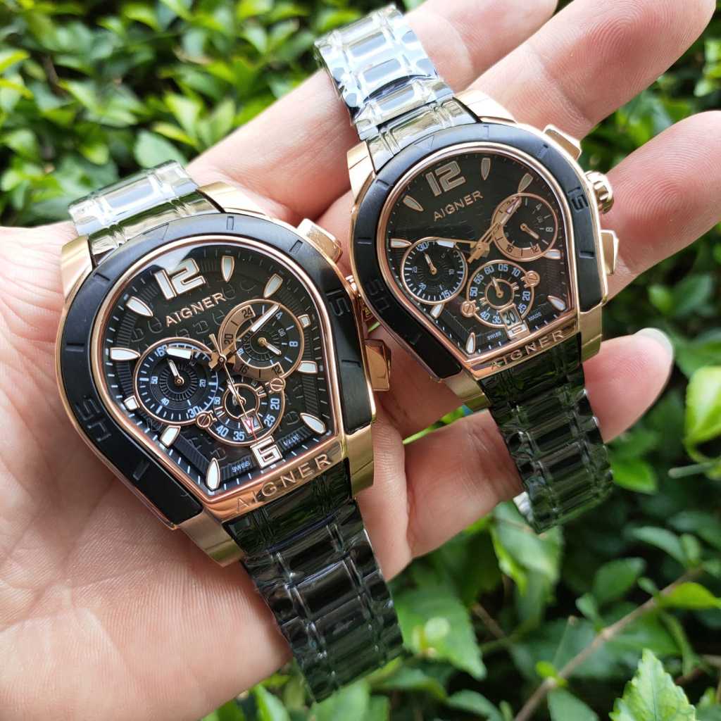 Jam Tangan Couple Aigner Palermo Chrono Aktif Stainless Steel Original