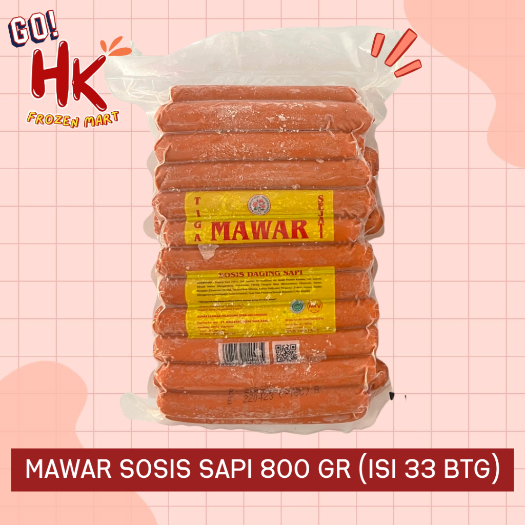 

Mawar Sosis Sapi 800gr isi 33 pcs | beef sausages sosis bakar suki HK Frozen Mart