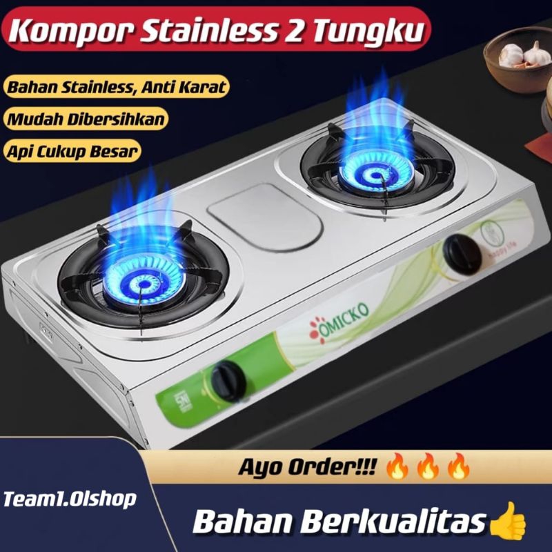 Kompor Gas 2 Tungku / Kompor Gas Stainless Steel / Kompor Stainless Anti Karat