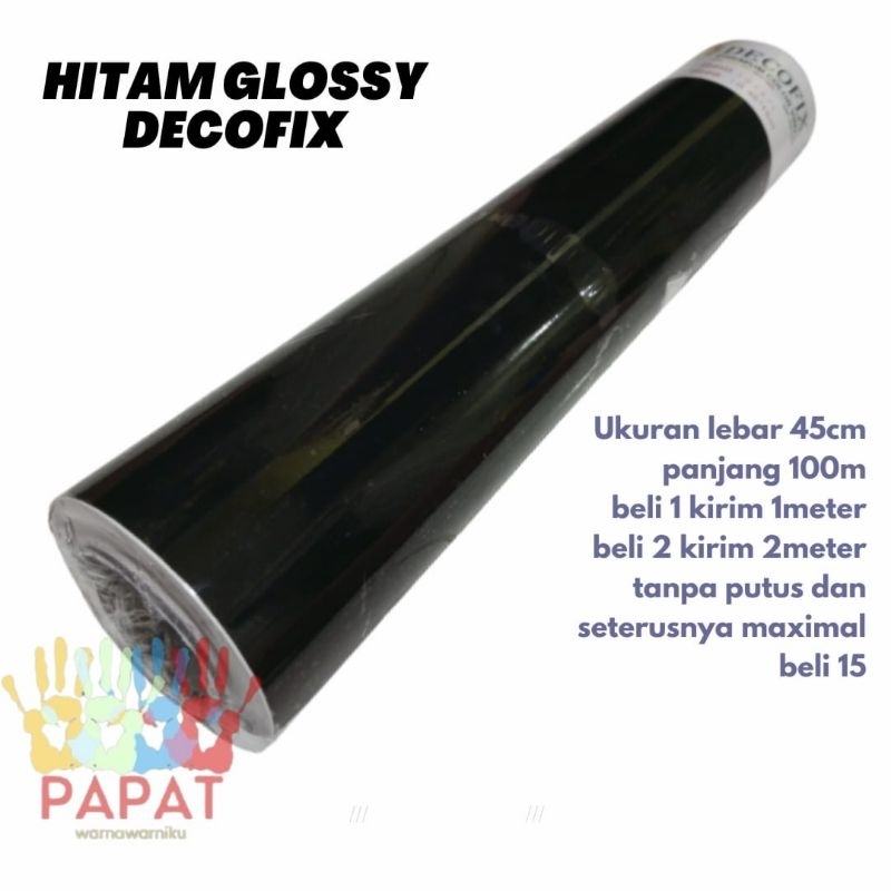 stiker skotlet hitam glossy merk decofix 45cm x 1meter