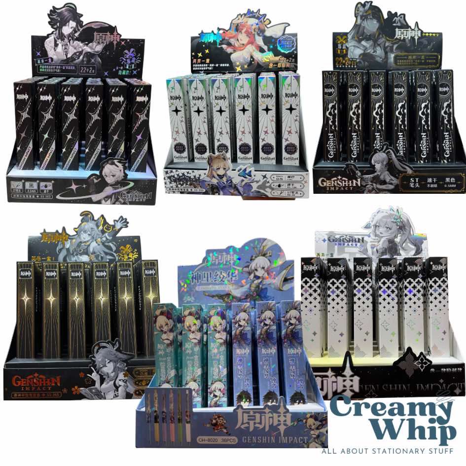 

Blind box pulpen hitam 0.5mm Genshin impact, suzume, blackpink, chainsaw man, ultraman, lingnite