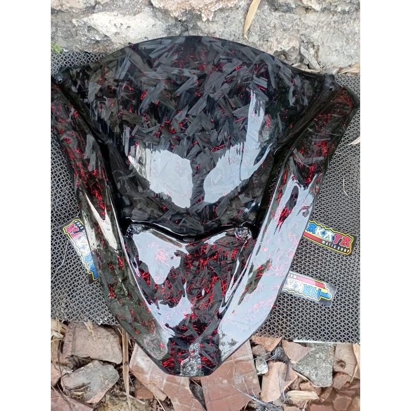 paket dasi dan cover visor pcx 160 carbon forged red diamond cut dasi depan pcx 160 carbon kevlar fo
