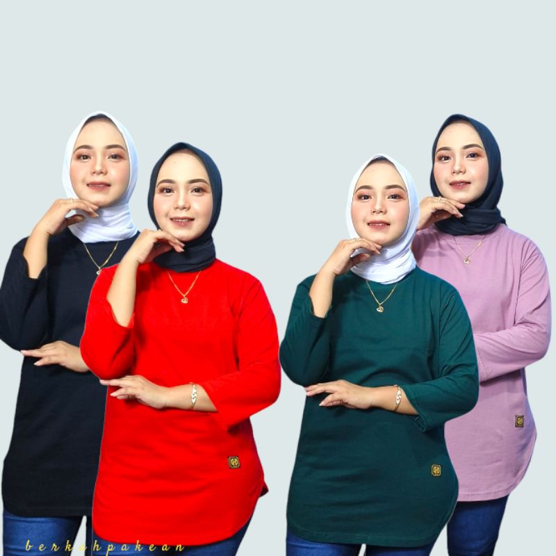 Kaos Oval Oversize wanita Atasan polos wanita ukuran jumbo