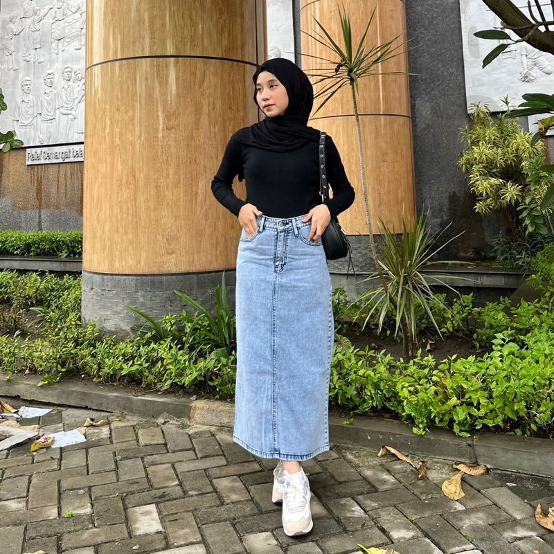 Stiego Snow Blue Skirt Jeans Wanita Rok Jeans