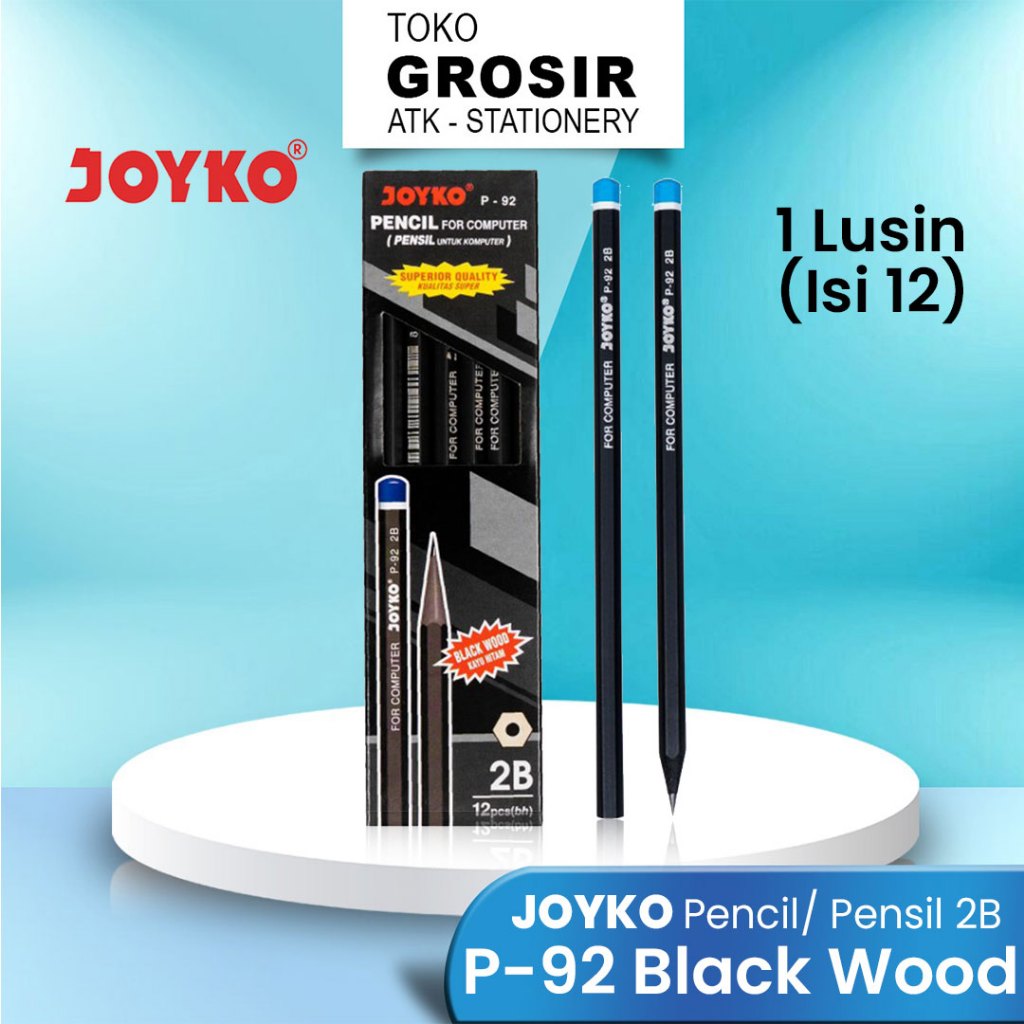 

[PAK] PENSIL JOYKO 2B P-92 Kayu Hitam 1 Lusin / JOYKO P-92 PENCIL Black Wood