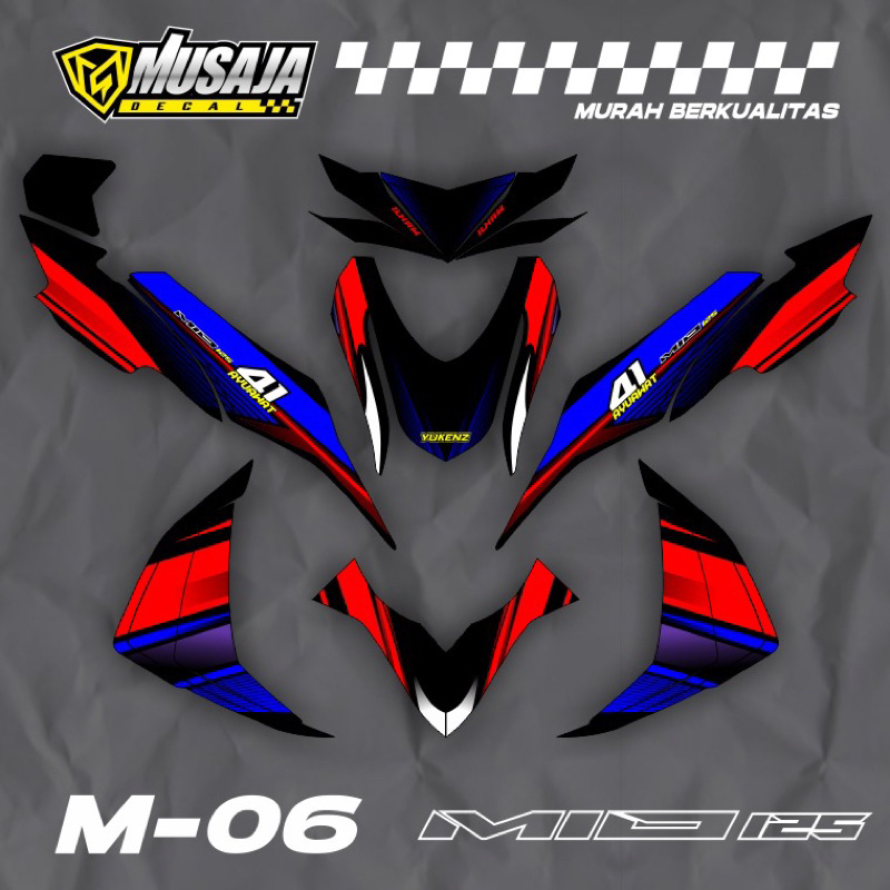 Decal Mio M3 merah hjtam biru fullbody - dekal miom3