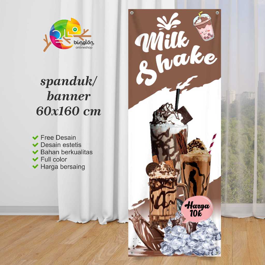 Spanduk Banner 60x160 Milk Shake Coklat Putih